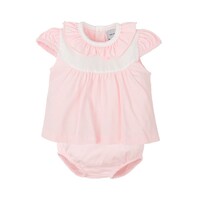 White and Pink Diaper Set w/ Ruffle Collar