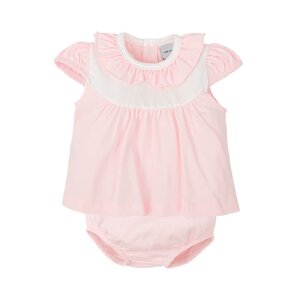 White and Pink Diaper Set w/ Ruffle Collar