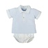 White and Blue Diaper Cover Set w/ Blue Striped Collar