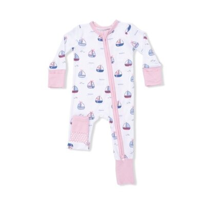 Angel Dear Bubbly Sailboats Pink - Convertible Romper