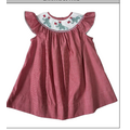 Lulu Bebe Patriotic Elephants Smocked Red Gingham Bishop Dress
