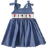 Lulu Bebe 4th of July Lollipops Smocked Waist Blue Gingham Dress