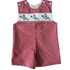 Lulu Bebe Patriotic Elephants Smocked Red Gingham Shortall