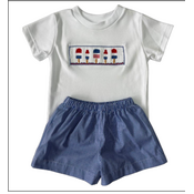 Lulu Bebe 4th of July Lollipops Boy's Smocked Short Set