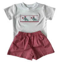 Lulu Bebe Patriotic Elephants Boy's Smocked Short Set
