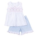 Magnolia Baby Piper's Classics White/Light Blue Smocked Short Set
