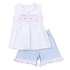 Magnolia Baby Piper's Classics White/Light Blue Smocked Short Set