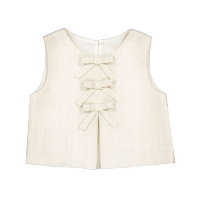 Mayoral Ivory Linen Bow Front Top