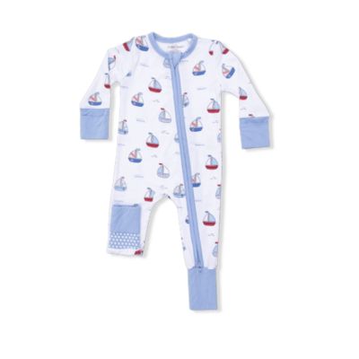 Angel Dear Bubbly Sailboats Blue - Convertible Romper