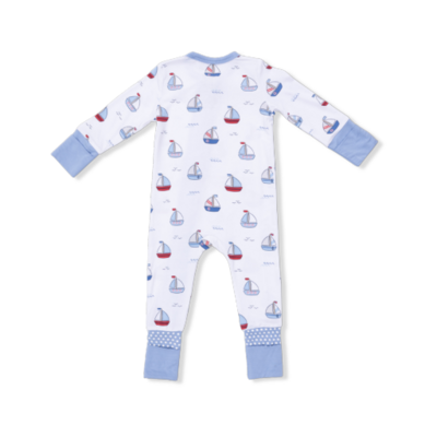 Angel Dear Bubbly Sailboats Blue - Convertible Romper