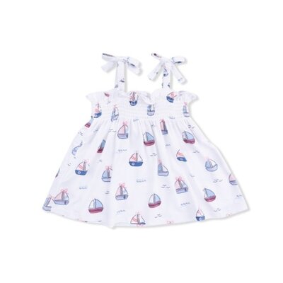 Angel Dear Bubbly Sailboats Pink - Smocked Top & Bike Short