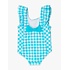 RuffleButts + RuggedButts Bright Aqua Gingham Waterfall One Piece Swimsuit
