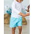 RuffleButts + RuggedButts Bright Aqua Gingham Swim Trunks