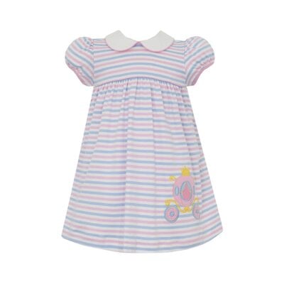 Claire & Charlie Carriage Blue & Pink Knit S/S Dress