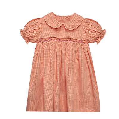 Tiger Orange/Purple Smocked Dress