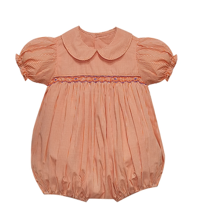 Tiger Orange/Purple Smocked Girl Bubble
