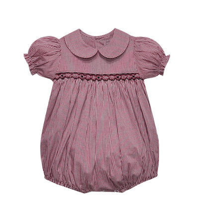 Gamecock Garnet/Black Smocked Girl Bubble