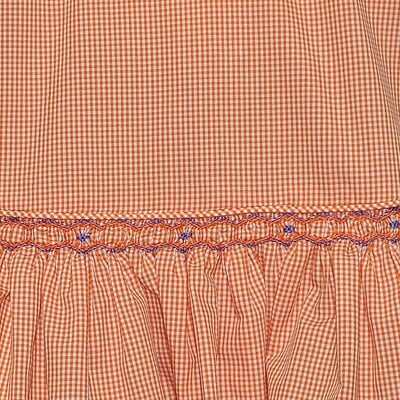 Tiger Orange/Purple Smocked Drop Waist Dress