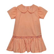 Tiger Orange/Purple Smocked Drop Waist Dress