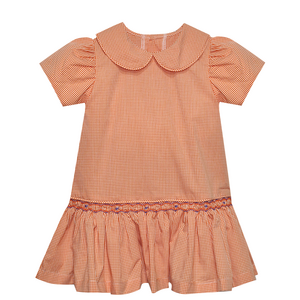 Tiger Orange/Purple Smocked Drop Waist Dress