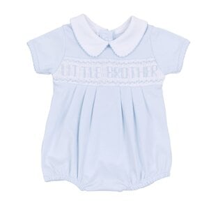 Magnolia Baby Little Brother Smocked S/S Light Blue Bubble