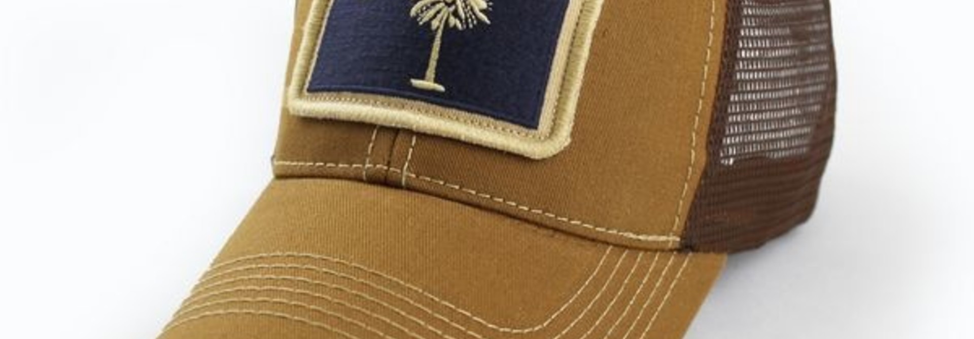 South Carolina Flag Trucker Hat, Structured, Tobacco Brown