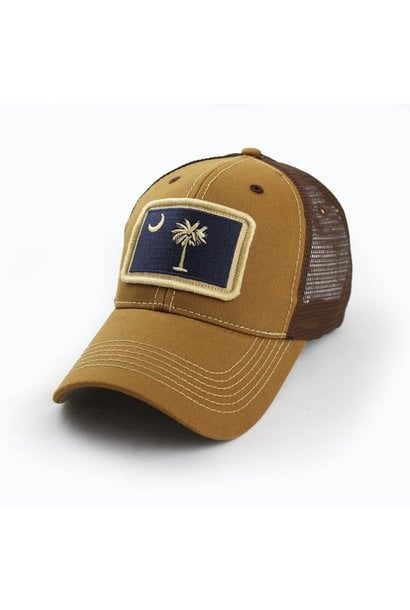 South Carolina Flag Trucker Hat, Structured, Tobacco Brown