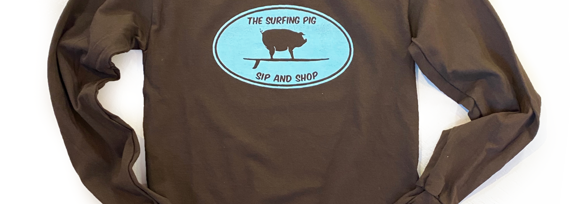 The Surfing Pig Sip and Shop Lon Sleeve, Brown