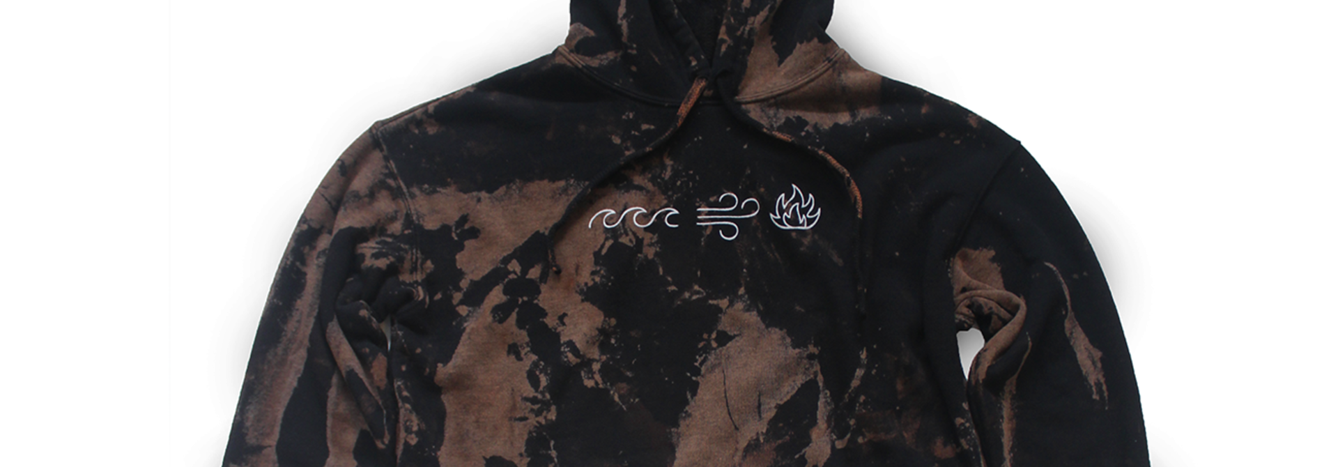 The Simple Surf, Wind and Fire Cropped Fleece Hoodie, Bleach Dye