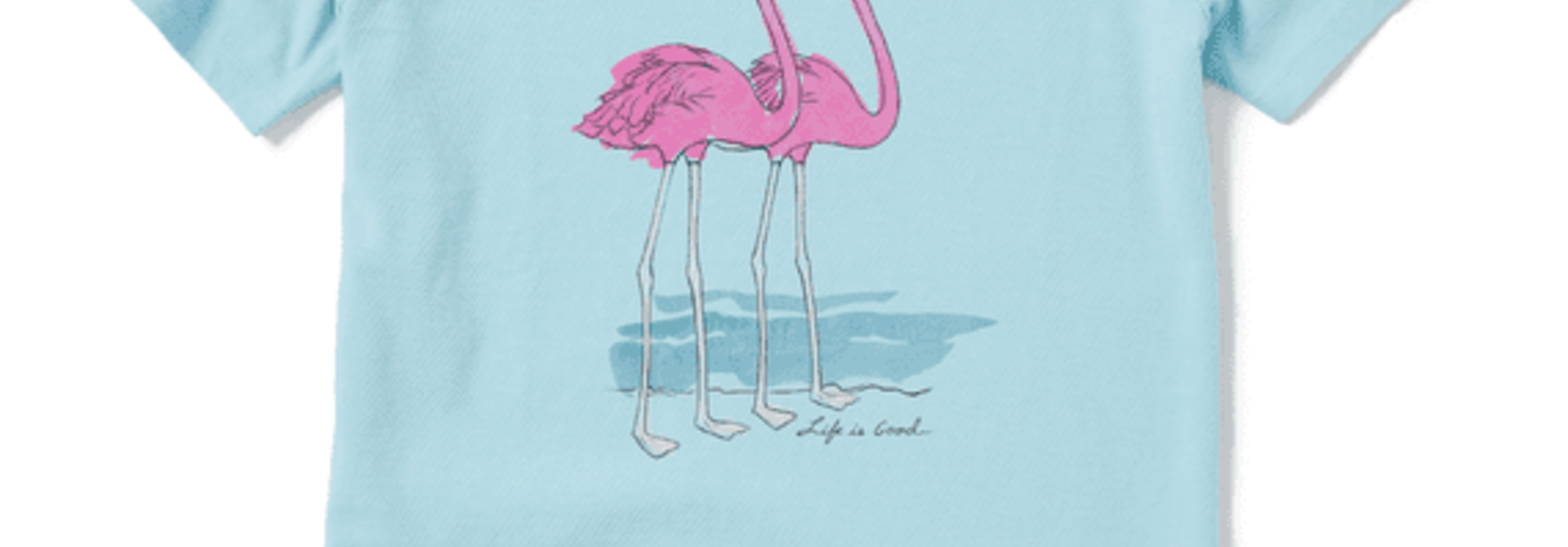 W's Elegant Flamingos Short Sleeve Crusher Tee, Beach Blue