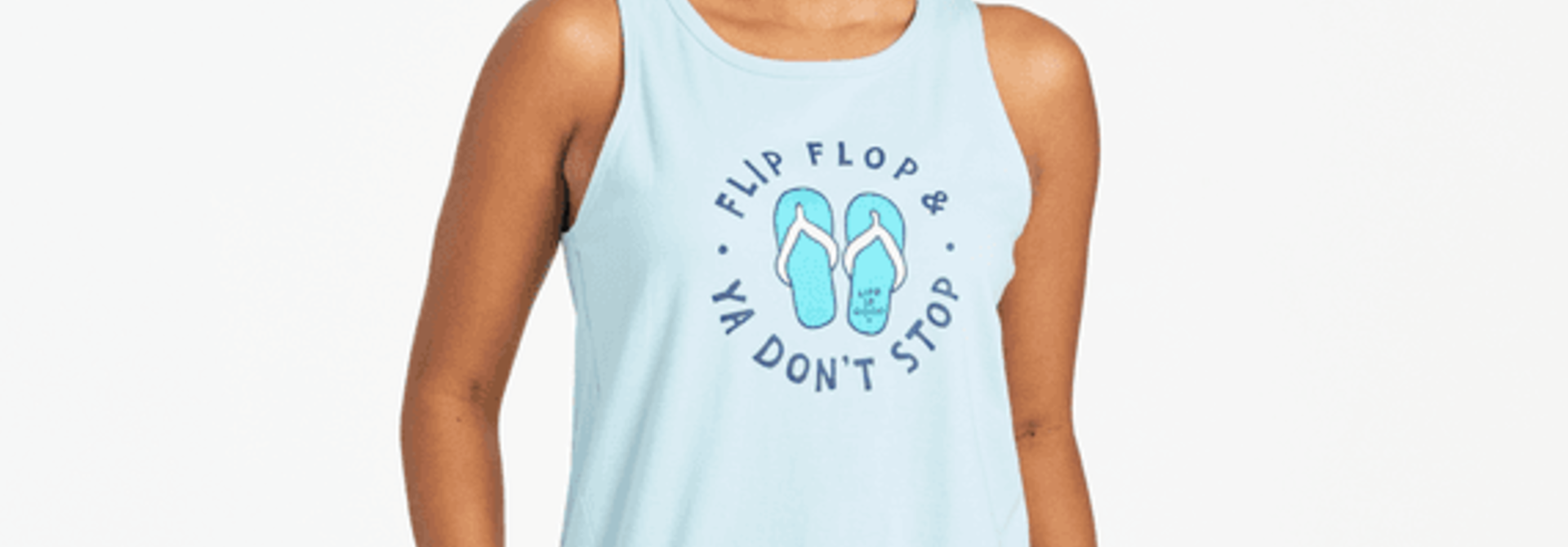 W's Flip Flow Ya Don't Stop High-Low Crusher Tank, Beach Blue