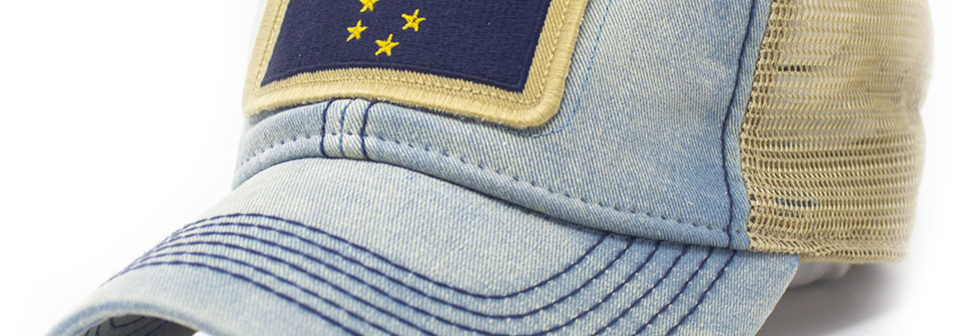 Alaska Flag Patch Trucker Hat, Americana Blue