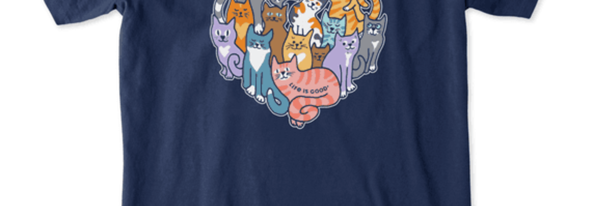 W's Heart of Cats Short Sleeve Crusher Vee, Darkest Blue