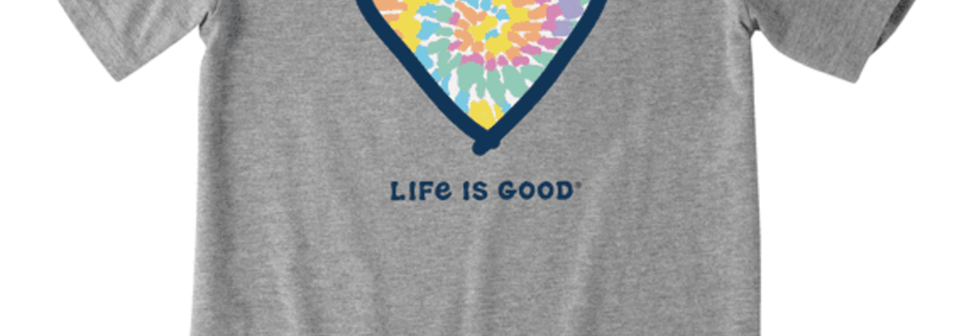 Kid's Tie Dye Heart Multi Crusher Tee, Heather Gray