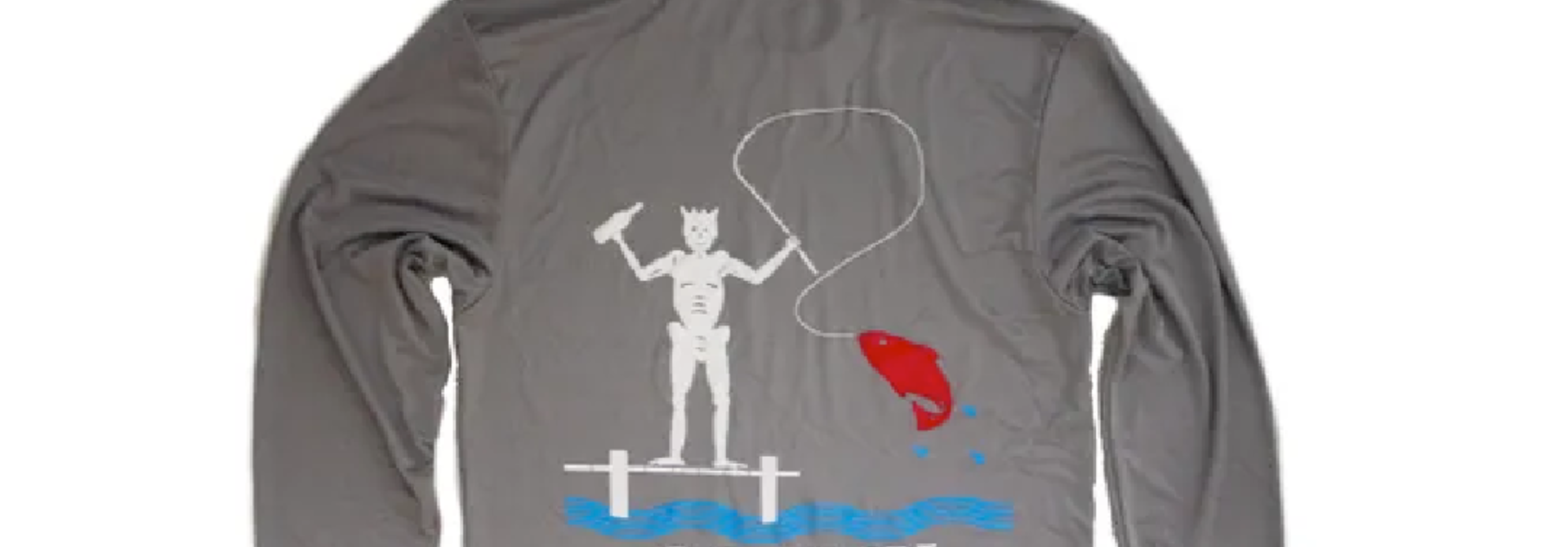 Go Fish Blackbeard, Long Sleeve Sun Shirt, Hooded, Grey