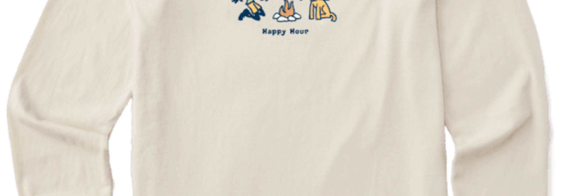 W's Jackie Happy Hour Long Sleeve Vintage Crusher Tee, Putty White