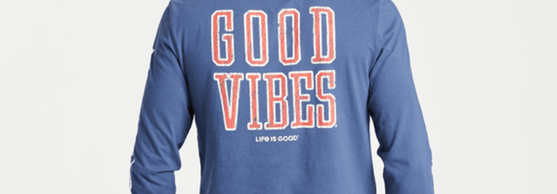 M's Good Vibes Athletic Long Sleeve Crusher Tee, Darkest Blue