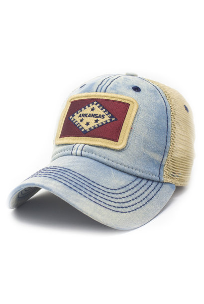 Arkansas Flag Patch Trucker Hat, Amer. Blue