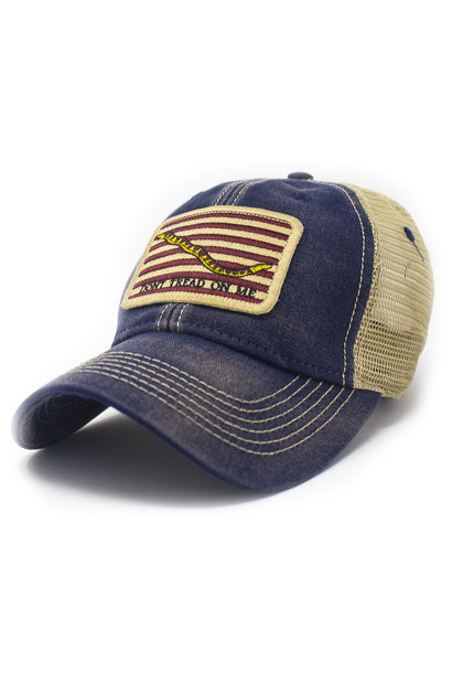 First Navy Jack Don't Tread On Me Flag Trucker Hat, Navy