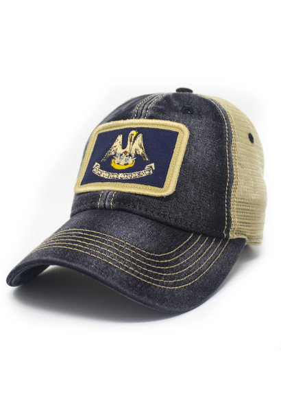 Louisiana Flag Trucker Hat, Black