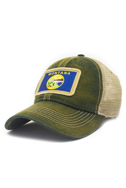 Montana Flag Patch Trucker Hat, Green
