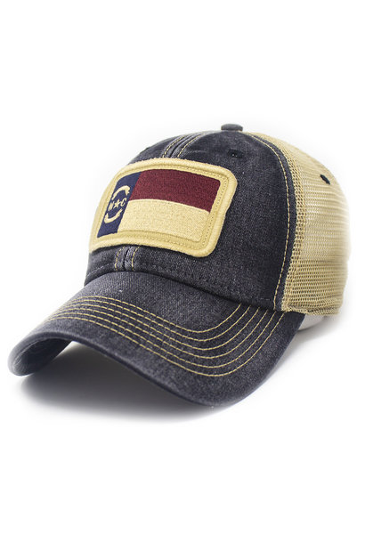 North Carolina Flag Patch Trucker Hat, Black
