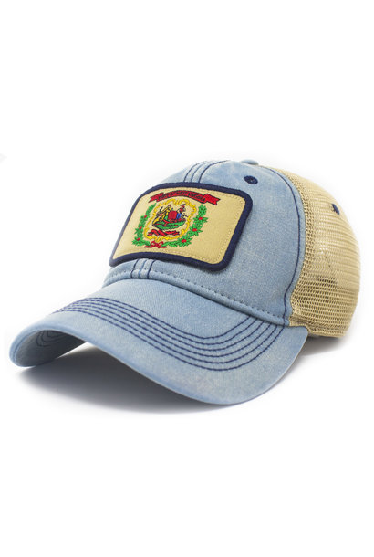 West Virginia Flag Trucker Hat, Americana Blue