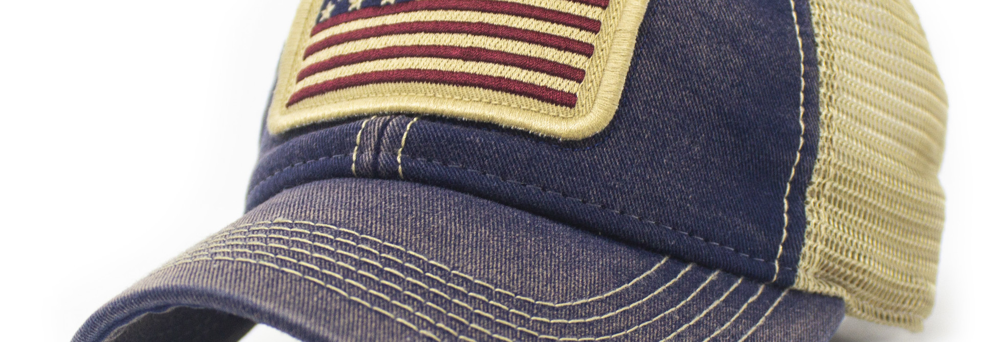1812 USA Flag Patch Trucker Hat, Navy