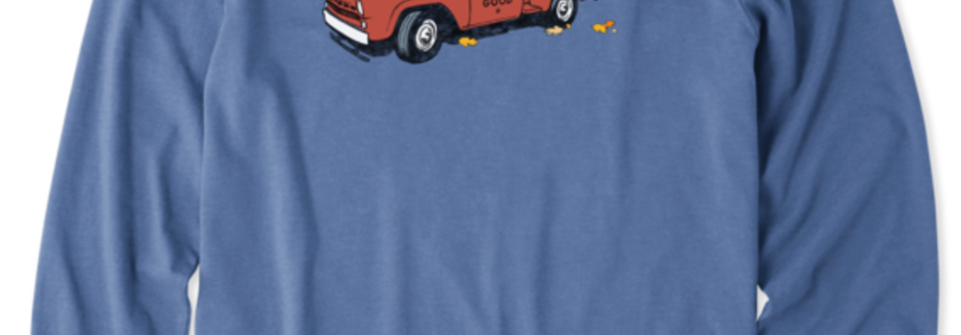 M's Fall Leaves Truck Long Sleeve Crusher , Vintage Blue