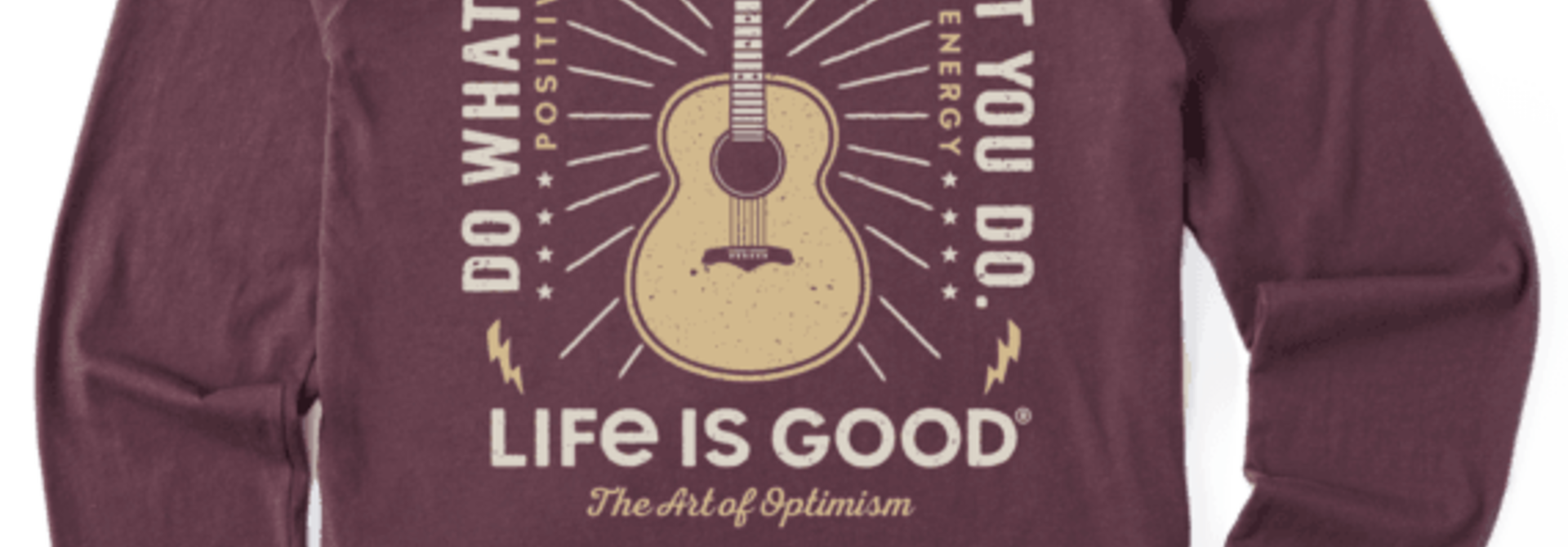 M's Do What You Love Guitar Long Sleeve Crusher Tee, Mahogany Brown