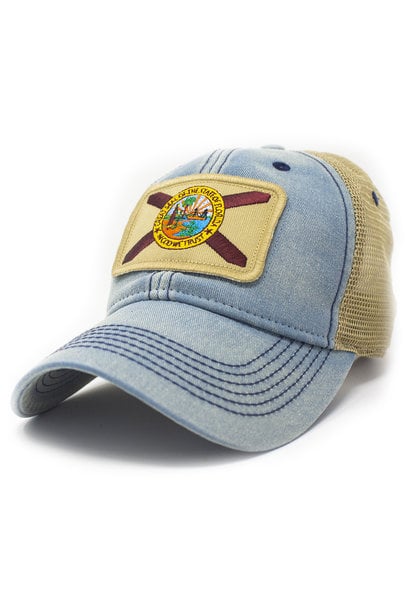 Florida State Flag Trucker Hat, Americana Blue