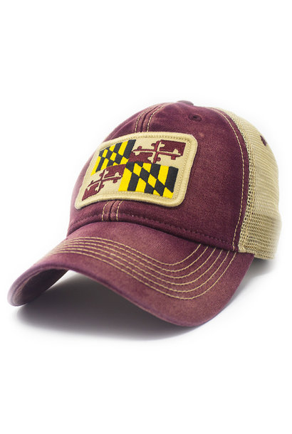 Maryland Flag Patch Trucker Hat, Brick