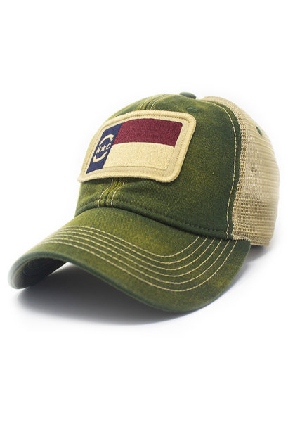 North Carolina Flag Patch Trucker Hat, Green