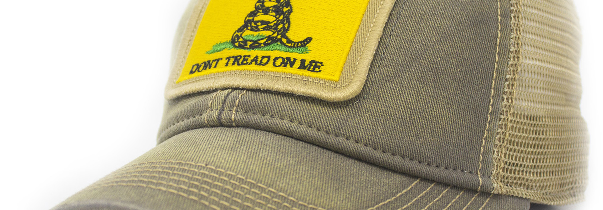 Gadsden Don't Tread On Me Flag Patch Trucker Hat, Drifter Gray